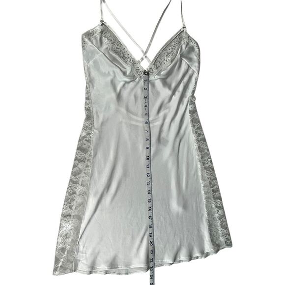 Victoria’s Secret White Lace Slip Dress Satin Bridal Lingerie Rhinestone Size M - Picture 9 of 12